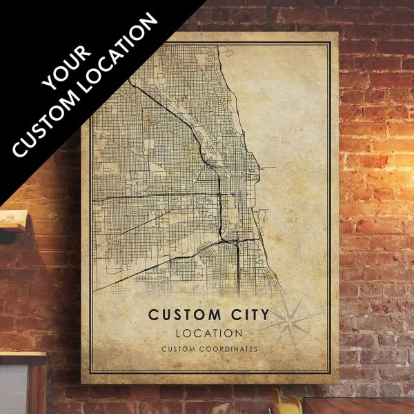 Custom Vintage City Map Print - Wright Edison