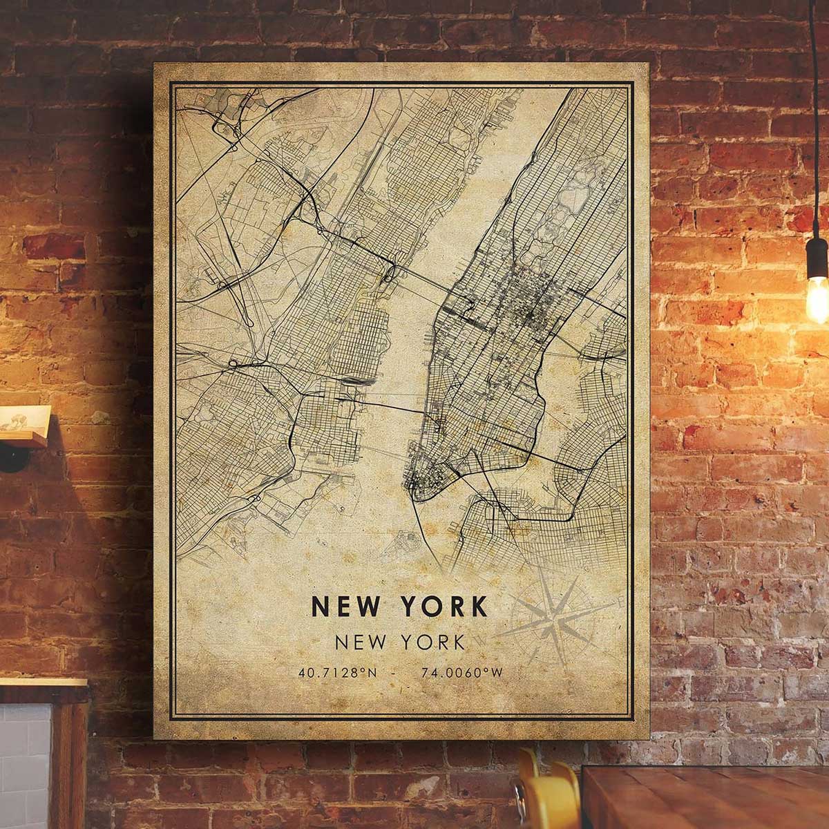 Vintage New York City Map Print - Wright Edison