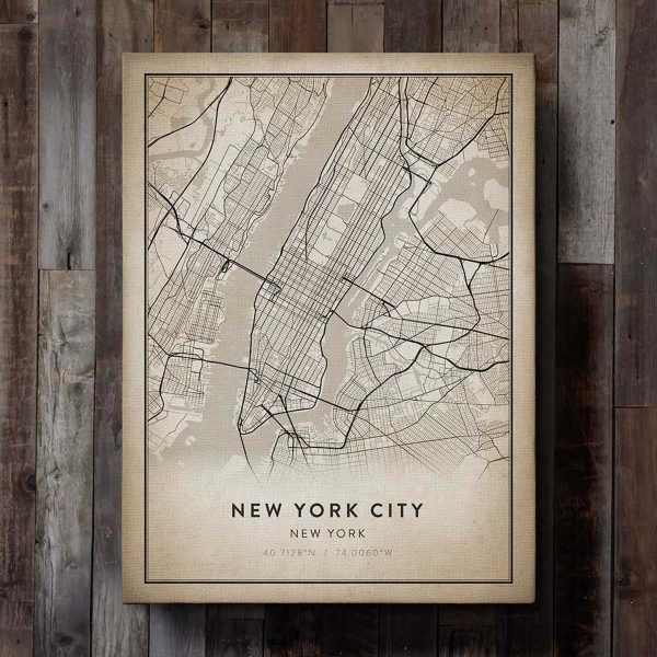 Vintage New York City Map Canvas