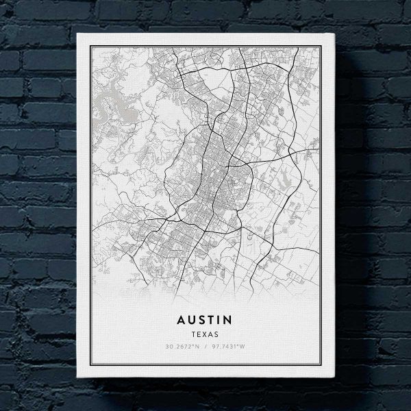 Modern Austin Map Canvas