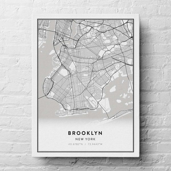 Modern Brooklyn Map Canvas