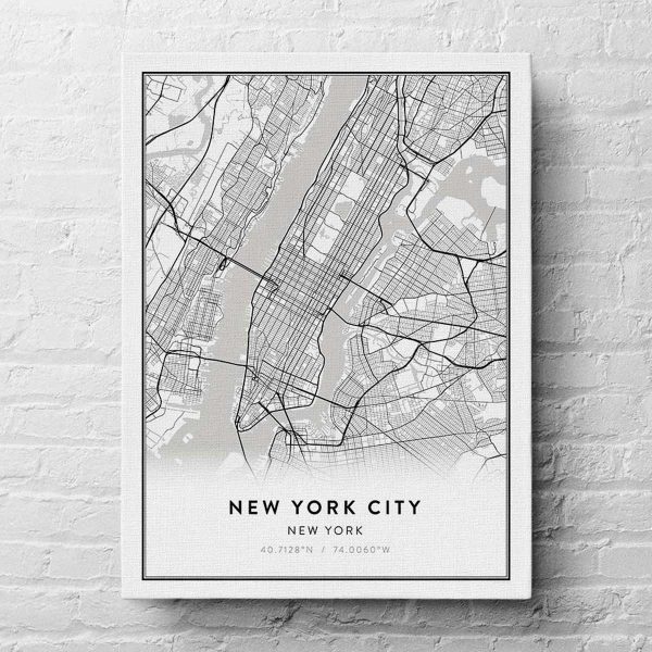 Modern New York City Map Canvas