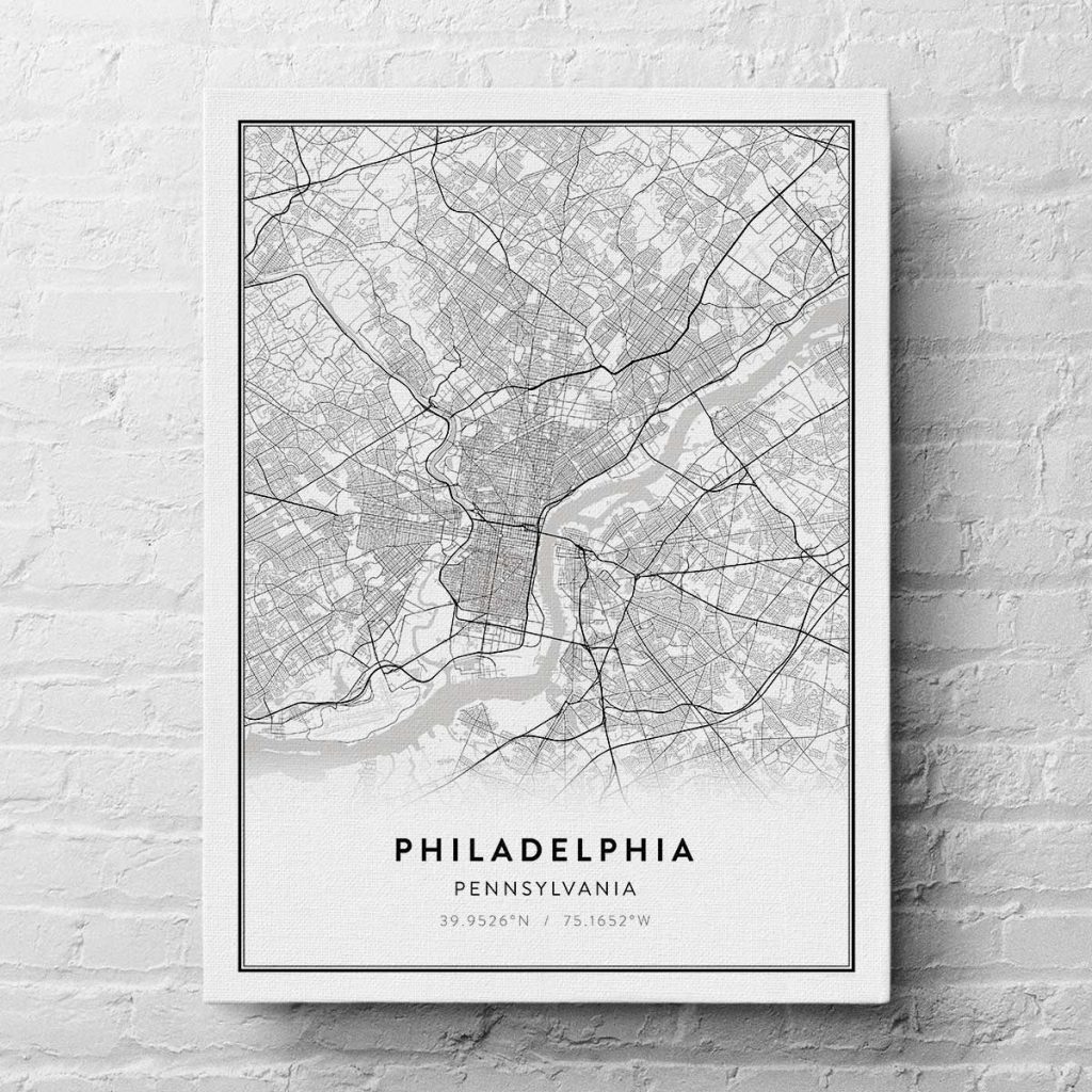 Modern Philadelphia Map Art Wright Edison   Modern Philadelphia Map Canvas Wbrick 1200x1200 1 1024x1024 