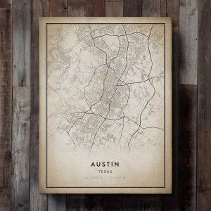 Vintage Austin Map Canvas