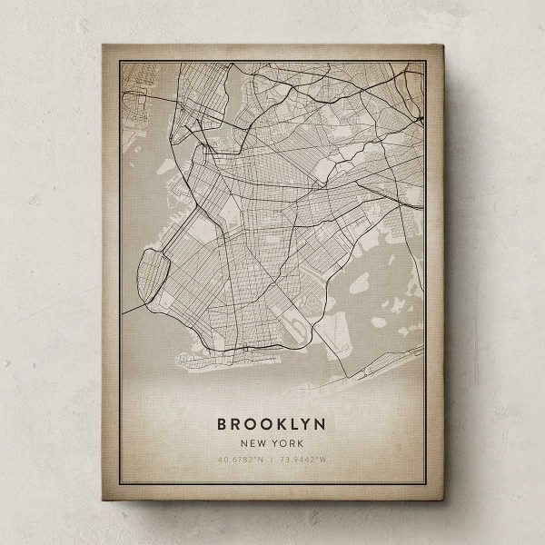 Vintage Brooklyn Map Canvas