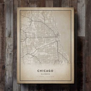 Vintage Chicago Map Canvas