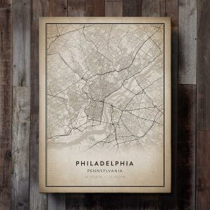 Vintage Philadelphia Map Canvas